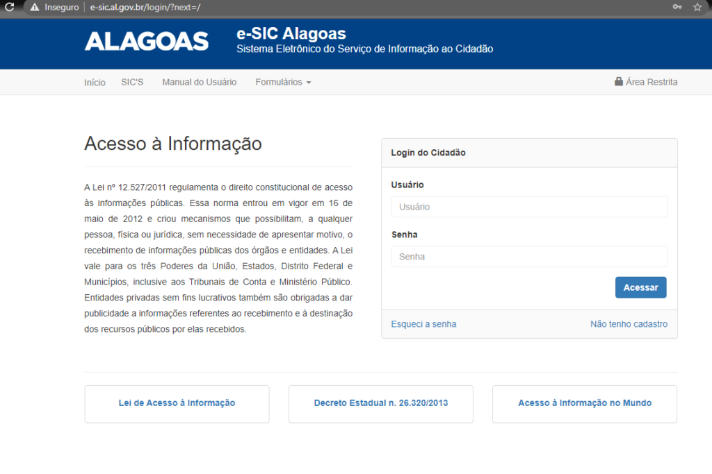 ESIC GOVERNO DE ALAGOAS - Solicitações via LAI ao executivo alagoano caíram 22% em 2020