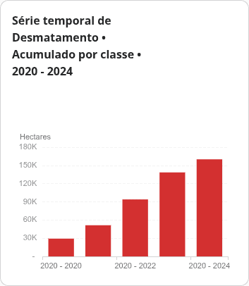 Conheça São Desidério, a cidade com a maior emissão de carbono do Nordeste 5 Serie temporal de Desmatamento • Acumulado por classe • 2020 2024 1 - Conheça São Desidério, a cidade com a maior emissão de carbono do Nordeste