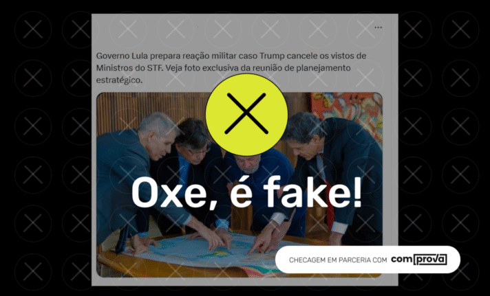 e fake mapa mundi - Foto de Lula com mapa-múndi invertido foi feita em reunião com IBGE e não tem relação com plano de ação militar